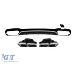 Difuzor tip E63 cu capete cromate potrivit pentru bara de protecție din spate A Design pe Mercedes E-Class W213 sedan, S213 break 2016-2022 cu garnitură cromată -oo--oo- Performance AutoTuning