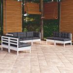 Set mobilier grădină cu perne, 7 piese, lemn masiv de pin GartenMobel Dekor