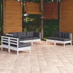 Set mobilier grădină cu perne, 7 piese, lemn masiv de pin GartenMobel Dekor