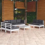 Set mobilier grădină cu perne, 8 piese, lemn masiv pin GartenMobel Dekor