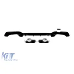 Difuzor tip M Competition cu capace cromate potrivit pentru bara spate M Technik pe BMW Seria 3 G20 sedan, G21 break 340i după 2019 -oo--oo-, lac negru Performance AutoTuning