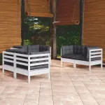 Set mobilier de grădină cu perne, 6 piese, lemn masiv de pin GartenMobel Dekor