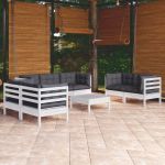 Set mobilier de grădină cu perne, 8 piese, lemn masiv de pin GartenMobel Dekor