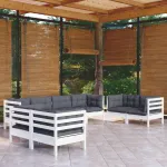 Set mobilier de grădină cu perne, 8 piese, lemn masiv de pin GartenMobel Dekor