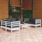 Set mobilier grădină cu perne, 7 piese, lemn masiv de pin GartenMobel Dekor