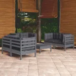 Set mobilier grădină cu perne, 7 piese, lemn masiv de pin GartenMobel Dekor