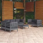 Set mobilier grădină cu perne, 8 piese, lemn masiv pin GartenMobel Dekor