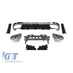 Difuzor tip S63 cu capace cromate pentru bara spate A Design potrivit pentru Mercedes S-Class W223 dupa 2020, -oo-oo-, garnitura cromata Performance AutoTuning