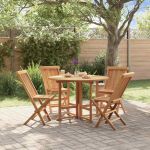 Set de mobilier de exterior pliabil, 5 piese, lemn masiv de tec GartenMobel Dekor