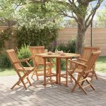 Set de mobilier de exterior pliabil, 5 piese, lemn masiv de tec GartenMobel Dekor