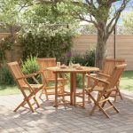 Set de mobilier de exterior pliabil, 5 piese, lemn masiv de tec GartenMobel Dekor