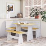 Set mobilier bucătărie „REINE”, 3piese, maro miere&alb lemn pin GartenMobel Dekor