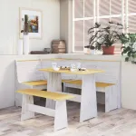 Set mobilier bucătărie „REINE”, 3piese, maro miere&alb lemn pin GartenMobel Dekor