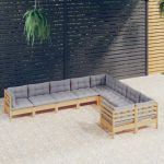 Set mobilier de grădină cu perne, 5 piese, gri, lemn de pin GartenMobel Dekor