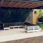 Set de șezlonguri de grădină cu perne 11 piese alb lemn de pin GartenMobel Dekor