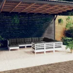 Set de șezlonguri de grădină cu perne 11 piese alb lemn de pin GartenMobel Dekor