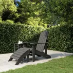 Scaun de grădină Adirondack cu suport picioare, antracit, HDPE GartenMobel Dekor