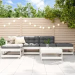 Set mobilier de grădină, 6 piese, alb, lemn masiv pin GartenMobel Dekor