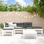 Set mobilier de grădină, 6 piese, alb, lemn masiv pin GartenMobel Dekor