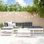 Set mobilier de grădină, 6 piese, alb, lemn masiv pin GartenMobel Dekor