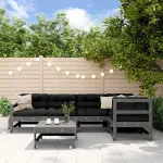 Set mobilier relexare de grădină, 6 piese, gri, lemn masiv pin GartenMobel Dekor