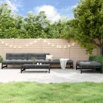 Set Set mobilier relaxare grădină 5 piese negru lemn masiv pin GartenMobel Dekor