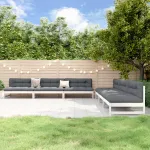 Set mobilier de grădină, 6 piese, alb, lemn masiv pin GartenMobel Dekor