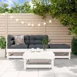 Set mobilier relaxare de grădină, 4 piese, alb, lemn masiv pin GartenMobel Dekor