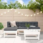 Set mobilier relaxare de grădină 5 piese alb lemn masiv de pin GartenMobel Dekor