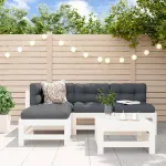 Set mobilier relaxare de grădină 5 piese alb lemn masiv de pin GartenMobel Dekor