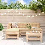Set mobilier relaxare de grădină 5 piese lemn masiv de pin GartenMobel Dekor