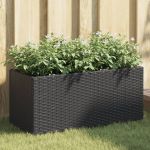 Jardiniere grădină 2 ghivece 2 buc. negru 72x30x32 cm poliratan GartenMobel Dekor