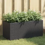 Jardiniere grădină 2 ghivece 2 buc. negru 72x30x32 cm poliratan GartenMobel Dekor