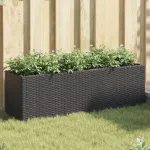 Jardiniere grădină 3 ghivece 2 buc. negru 105x30x32cm poliratan GartenMobel Dekor