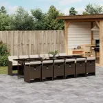 Set mobilier de grădină, 13 piese, maro, cu perne, poliratan GartenMobel Dekor