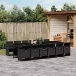 Set mobilier de grădină cu perne, 13 piese, negru, poliratan GartenMobel Dekor