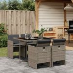 Set mobilier de grădină cu perne, 5 piese, gri, poliratan GartenMobel Dekor