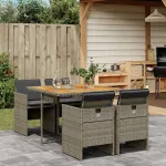 Set mobilier de grădină cu perne, 5 piese, gri, poliratan GartenMobel Dekor