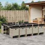 Set mobilier de grădină cu perne 11 piese gri deschis poliratan GartenMobel Dekor