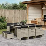 Set mobilier de grădină cu perne 11 piese gri deschis poliratan GartenMobel Dekor