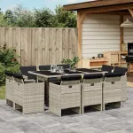 Set mobilier de grădină cu perne 11 piese gri deschis poliratan GartenMobel Dekor