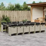 Set mobilier de grădină cu perne 13 piese gri deschis poliratan GartenMobel Dekor