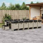Set mobilier de grădină cu perne 17 piese gri deschis poliratan GartenMobel Dekor
