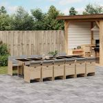 Set mobilier grădină cu perne, 13 piese, bej combinat poliratan GartenMobel Dekor