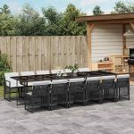 Set mobilier de grădină cu perne, 13 piese, negru, poliratan GartenMobel Dekor