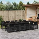 Set mobilier de grădină cu perne, 13 piese, negru, poliratan GartenMobel Dekor