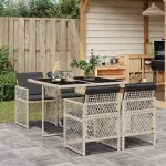Set mobilier de grădină cu perne, 5 piese gri deschis poliratan GartenMobel Dekor