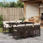 Set mobilier de grădină cu perne, 7 piese, maro, poliratan GartenMobel Dekor