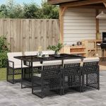 Set mobilier de grădină cu perne, 7 piese, negru, poliratan GartenMobel Dekor