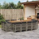 Set mobilier de grădină cu perne, 13 piese, gri, poliratan GartenMobel Dekor